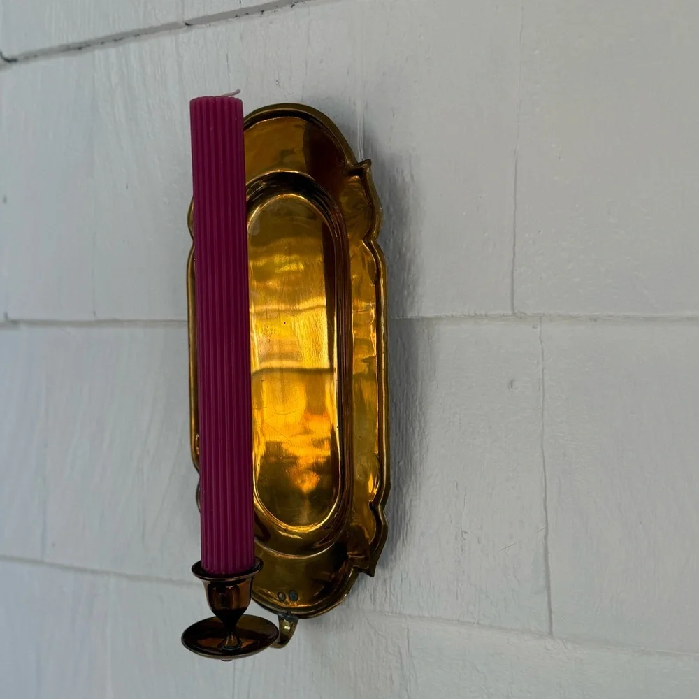 Vintage Brass Wall Sconce taper Candle Holder - Picture 5 of 8